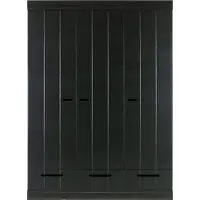 Woood Connect Kleiderschrank Aus Kiefer, 3-Türig + Schublade, Schwarz