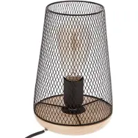 Atmosphera Tischleuchte Soho - Draht Metall/Holz - schwarz - H24 cm - Designleuchte