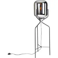 QAZQA Design Stehlampe schwarz mit Rauchglas - Bliss