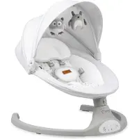 Momi KENANI – Elektrische Babywippe mit Bluetooth, Fernbedienung & Musik, 5 Stufen – inkl. Moskitonetz – Hellgrau