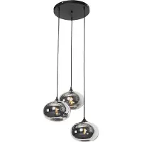 QAZQA Art Deco Hängelampe schwarz 3-flammig mit Rauchglas - Busa