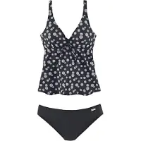 LASCANA Bügel-Tankini , Damen, Gr. 36, Cup C, schwarz-weiß (schwarz, weiß), Polyamid, bedruckt, gepunktet, Bikini-Sets Bügel-Tankini, regulierbar unterhalb der Brust, verstellbare Träger, Topseller