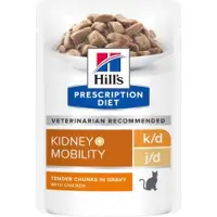 Hill's Pet Nutrition K/D J/D Kidney + Mobility Nassfutter für Katzen mit Huhn (Beutel)