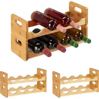Relaxdays 3 x Weinregal für je 8 Flaschen Hellbraun