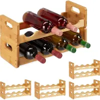 Relaxdays 5 x Weinregal für je 8 Flaschen Hellbraun