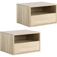 HOMCOM Nachttisch Spanplatte Naturholz 45L x 35B x 27,5H cm