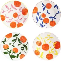 &k amsterdam &klevering - Orange Teller, Zweig, Ø 22 cm, mehrfarbig (4er-Set)