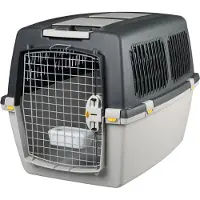 Trixie 39872, Fester Transportbox, Haustiertransportbox, Hund, 25 kg, Frontlader, Schwarz, Grau