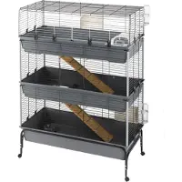 Ferplast Kaninchenkäfig Rabbit 120 Tris mit Ständer 118x58x166 cm Grau