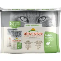 Almo Nature Anti Hairball Multipack mit Rind und Huhn Katzen-Nassfutter (70 g)