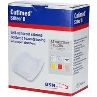 Cutimed Siltec B Schaumverb.7,5x7,5 cm m.Haftr. 10 St Kompressen