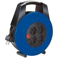 Brennenstuhl , Kabeltrommel Vario-Line 15m mit 4 Steckdosen und Griff, Noir / Bleu