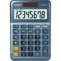Casio MS-88EM Taschenrechner, kaufmännisch, Solar, 8-stelliges LC-Display, blau