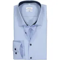 Seidensticker Businesshemd "Schwarze Rose", Herren, Gr. XXL (45), normale Ärmellängen, blau, 100% Baumwolle, unifarben, slim fit, 2-Knopf-Manschette, Hemden Businesshemd, Slim 1/1 Kentkragen Uni