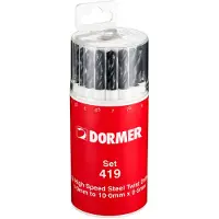 DORMER Spiralbohrersatz A191 DIN 338 Typ N Nenn-Ø 1-10x0,5 mm HSS 19 teilig Runddose