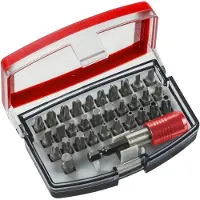 Einhell Bit-Box 32-teilig aus Chrom-Vanadium-Stahl mit Magnethalter und Schnellwechsel