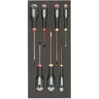 Bahco Fit&Go 1/3 Einlage mit vier Schlitz- und drei Phillips-Schraubendrehern, mit Schaumstoffeinlage - 7-tlg.
