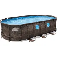 Bestway 56716 Power Steel Swim Vista 549x274x122cm Ovales Rohrpool Blau,Grau 13430 Liters Blau,Grau 13430 Liters