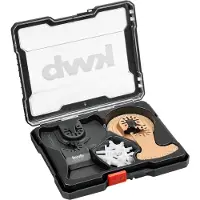Kwb Multitool-Zubehör im 22-teiligen Set, Sägeblatt Ø 87 mm, Finger-Form, HM-bestreute Fugen-Raspel halbrund, Schaber hart, 52 mm breit inkl. Fliesenkreuze