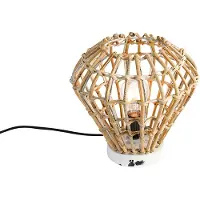 QAZQA Ländliche Tischlampe Bambus mit Weiß - Canna Diamond