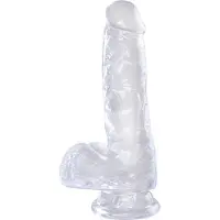 Pipedream Clear 6 - Saugnapf, kleiner Hoden-Dildo (15 cm)