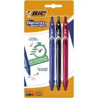 BIC Gelpen Bic GelO Quick Dry blå/sort/rød 3stk/pak