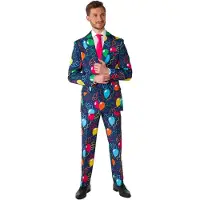 Suitmeister Confetti Balloons - Heren Pak - Carnavalskleding - Ballonen Kostuum - Blauw - Maat XXL