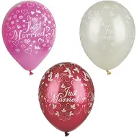 Papstar Luftballons "Just Married", elfenbein metallic Umfang: 900 mm, Durchmesser: 290 mm, aus Naturkaut...