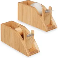 Relaxdays 2 x Tischabroller Bambus Hellbraun
