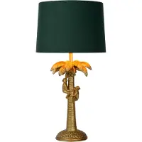 Lucide Tischlampe Extravaganza Coconut Gold mit grüner Kappe
