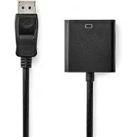 Nedis Displayport-Adapter - DisplayPort Stecker - VGA Buchse - 1080p - Vernickelt - 0.20 m - Rund - ABS / PVC - Schwarz - Box