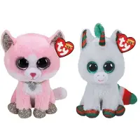 TY - Stofftiere - Beanie Boo's - Fiona Pink Cat & Christmas Unicorn
