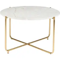 Housecraft living Timpa Couchtisch Rund 70 cm Marmor Weiß/ Gold