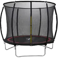 Dunlop Trampolin 244 x 50 cm mit Sicherheitsnetz - max. 100 KG - schwarz/rot