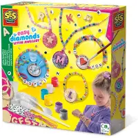 SES Creative 14703 Easy Diamonds Buchstaben Schmuck Personalisiertes Schmuck-Bastelset für Kinder, Schmuck-Bastelset für Kinder, 6 Jahr(e), Karton, Mehrfarbig