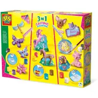 SES Creative 01288 Gips Gießen 3-in-1 Set - Blumen, Schmetterlinge und Katzen, Bastelset für Kinder, Guss-/Mal-Set für Kinder, 5 Jahr(e), Karton, Mehrfarbig