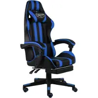 vidaXL Gaming-Stuhl mit Fußstütze Schwarz und Blau Kunstleder