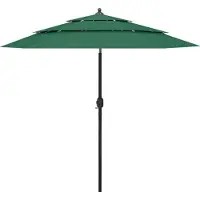 vidaXL Sonnenschirm mit Aluminium-Mast 3-lagig Grün 2,5 m