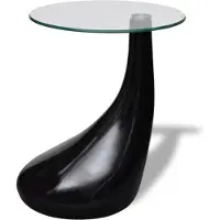 vidaXL Couchtisch mit Runder Glasplatte Hochglanz Schwarz
