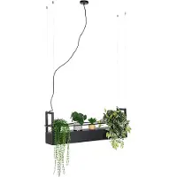 QAZQA - Industrie I Vintage I Industrie I Vintage I Hängelampe I Pendellampe I Pendelleuchte schwarz mit Gestell 4-flammig GU10 - Cage Rack I Wohnzimmer I Schlafzimmer - Stahl Länglich - LED geeignet
