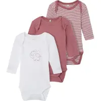 Name it langarm Baby Bodys im 3er Pack "Elefant" in Rosa | Gr.: 68