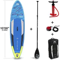 AQUAMARIN Aqua Marina SUP Board 320x81cm mit Reißverschlussrucksack Double Action-Pumpe LIQUID AIR V1 Paddel Einschub-Mittelfinne Sicherheitsleine Blau