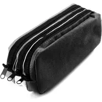 Kangaro Schlamper-Etui, 3 Fächer, grau / weiss / schwarz aus Polyester, oval, 3 separate…