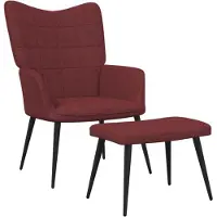 vidaXL Relaxsessel mit Hocker Weinrot Stoff