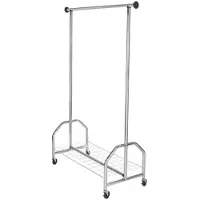 Wenko Garderobenständer "Kleiderständer Profi verchromt", silber (silberfarben), B:121cm H:185cm T:52cm, Metall, Garderobenständer, Garderobenständer, mit großer Gitternetz-Schuhablage