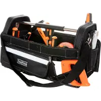 Toolpack Robuste Werkzeugtasche, Tragegriff aus Metall, Reflektorstreifen, abnehmbare Schutzhülle, Fernbedienung