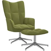 vidaXL Relaxsessel mit Hocker Hellgrün Samt