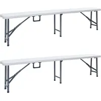 vidaXL Klappbare Gartenbänke 2 Stk. 180 cm HDPE Weiß