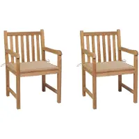 vidaXL Gartenstühle 2 Stk. mit Beige Kissen Massivholz Teak