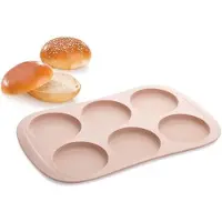 Tescoma Backform DELLA CASA, für 6 Burgerbrötchen, aus Silikon, 34,5 x 21,5 x 1 cm, beige, Brötchenbackform